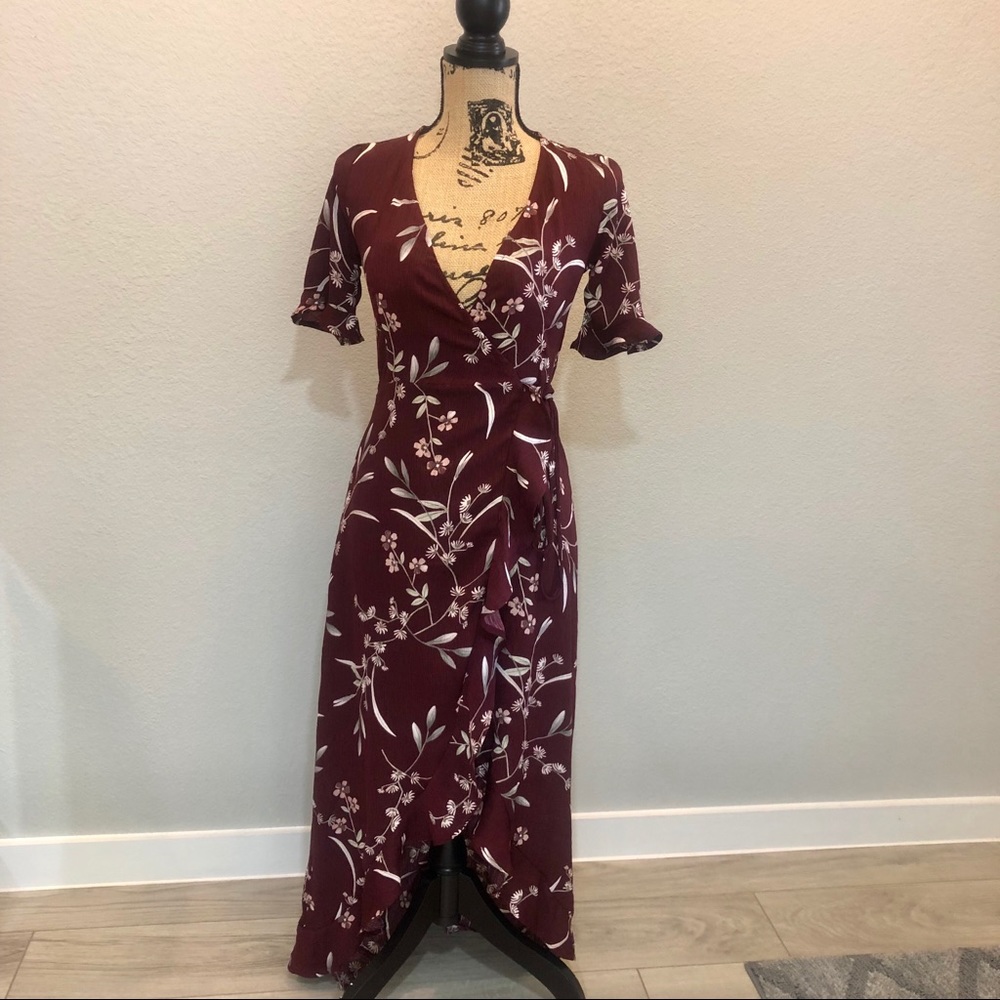 Lulu’s Wild Winds Floral High-Low Wrap Dress